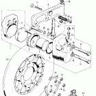 CB500K2 Front brake caliper @ disc