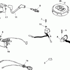 J3RTSSR Rope Start, Tiller, 15 in. shaft Armature plate & coil assembly