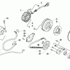 DVX 300 Starter motor, magneto, and oil pump assembly