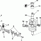 J25TESIS elec start, tiller, 15 in shaft Коленчатый вал & Поршень