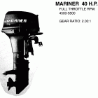 40 (TWIN CARB) (W/OIL INJECTION) 6E9-015001 AND UP      (M) Prop chart
