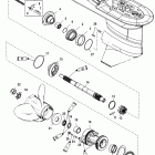 60 (3 CYL.) 0T980000 & Up Gear housing, propeller shaft - 2.33:1 gear ratio