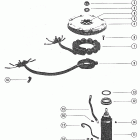 140 5625108 AND UP Flywheel, starter motor and stator