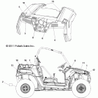 RANGER RZR 800 EFI/EPS - R12VH76AD/AF/AH/AJ/EAB Наклейки
