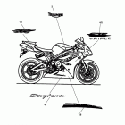 Daytona 675 Bodywork - decals; 411984> white bikes, 429247> red bike...
