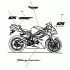 Daytona 675 Bodywork - decals; >411983 - white bikes, >429246 - red ...