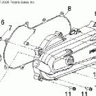 OUTLAW 50 - A08KA05AB/AD Engine, kick start and crankcase cover, lh